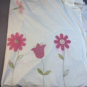 Vintage Cotton/ Satin Shower Curtain SATURDAY KNIGHT Floral LadyBug Pink 70x70"